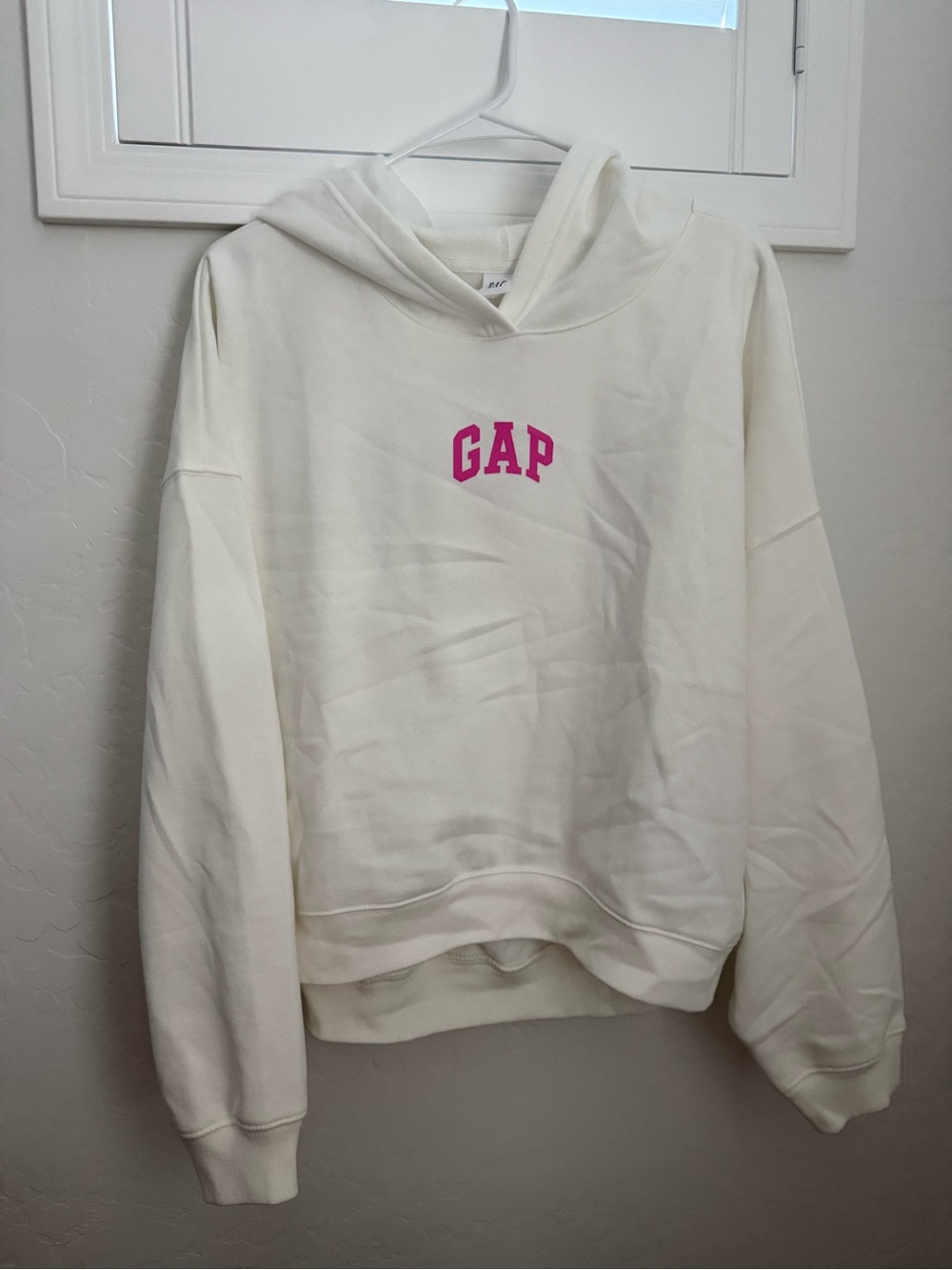 GAP White Hoodie with Pink Logo